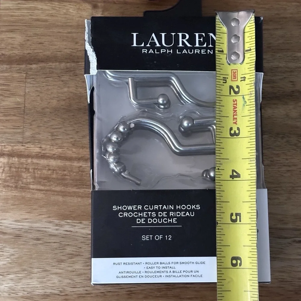 Lauren Ralph Lauren Set Of 12 Shower Curtain Hooks Rust Resistant Classic NEW